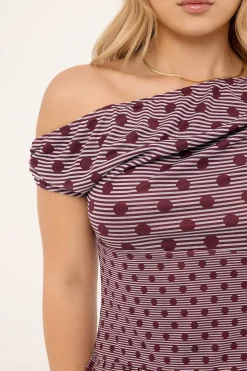 Tarya Top Stripe Polka Plum