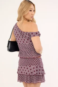 Tarya Top Stripe Polka Plum