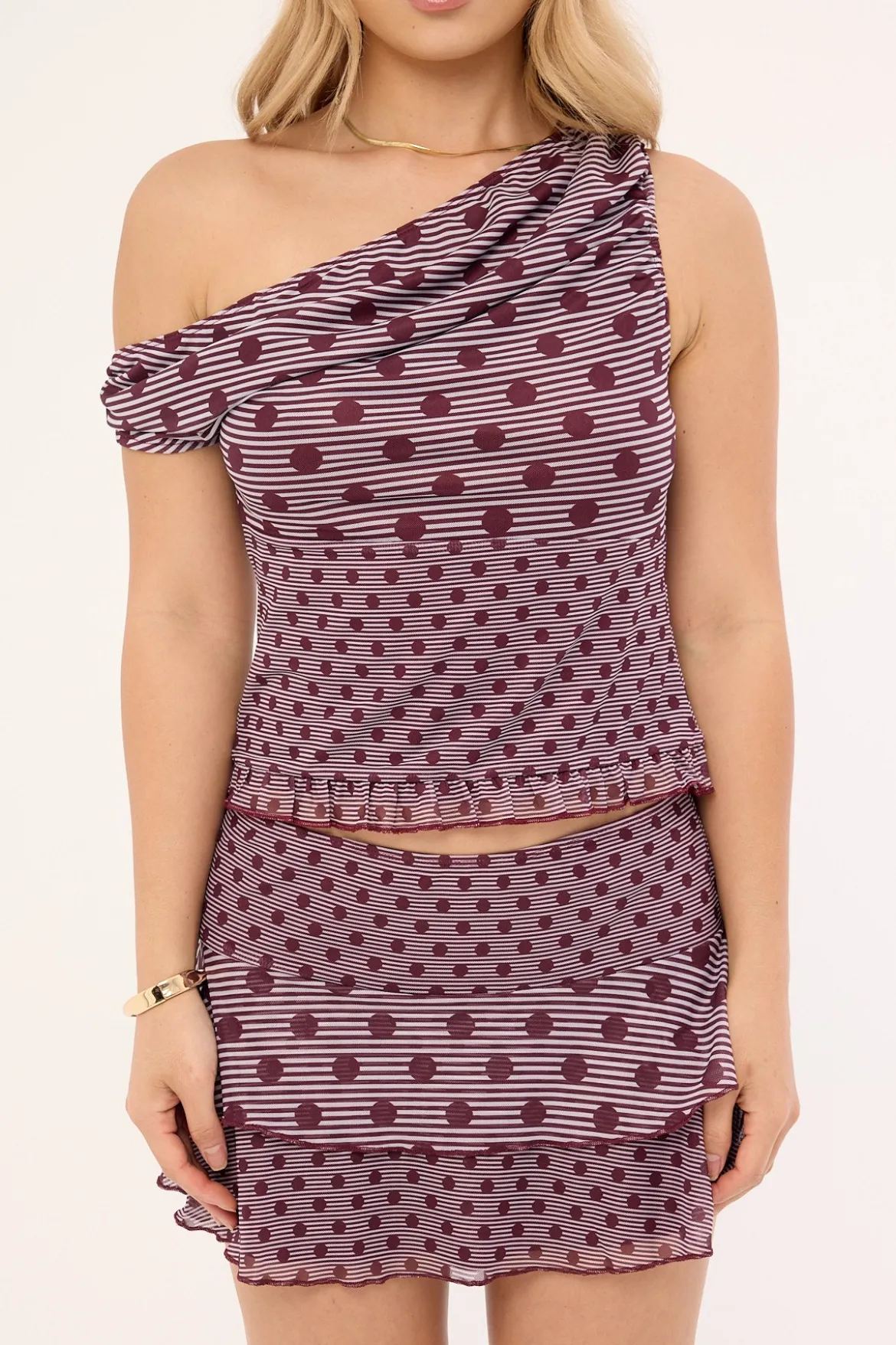Tarya Top Stripe Polka Plum