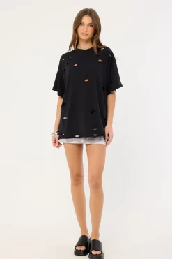 Tatter Heavyweight Relaxed Tee Washed Black