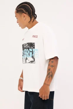 Teach Peace Gorilla Fit Tee White