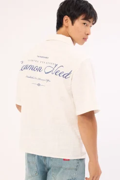 Terrence Boxy Cropped Resort Shirt White