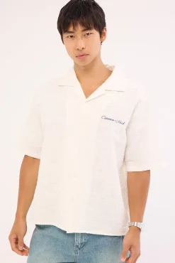 Terrence Boxy Cropped Resort Shirt White
