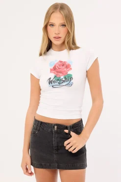Thorny Cap Sleeve Tee White