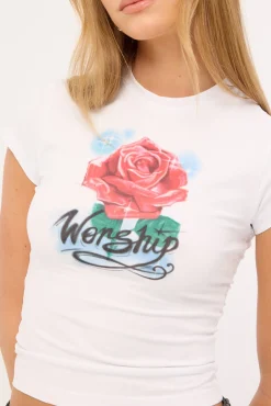 Thorny Cap Sleeve Tee White