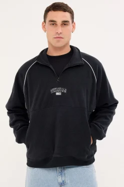 Thrill Of Victory Raglan Quarter Zip Polar Fleece Faded Black