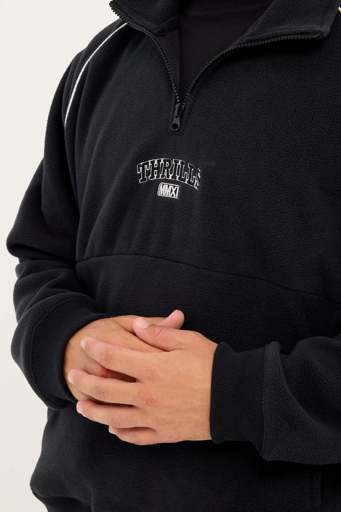 Thrill Of Victory Raglan Quarter Zip Polar Fleece Faded Black