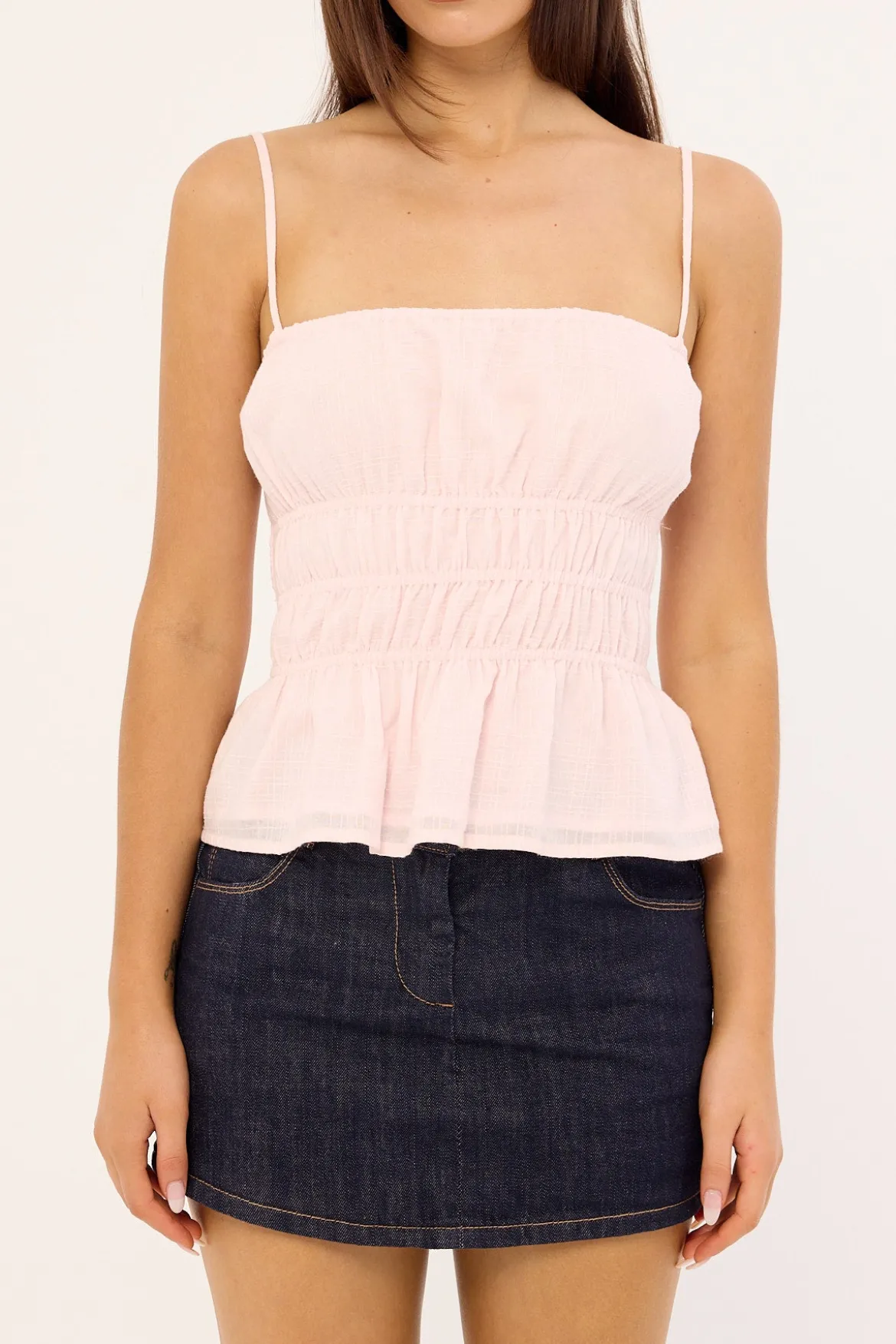 Tia Shirred Cami Top Pink