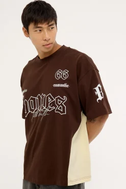 Till Death Panel Tee Choc Brown/Stone