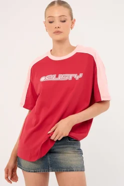 Timmy Target Oversized Tee Vintage Red/Baby Pink/White