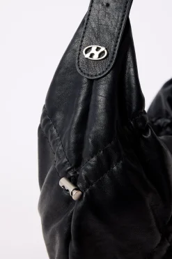 Toggle Gathered Buckle Bag Black