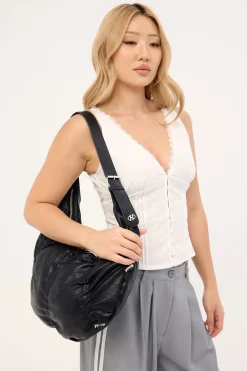 Toggle Gathered Buckle Bag Black
