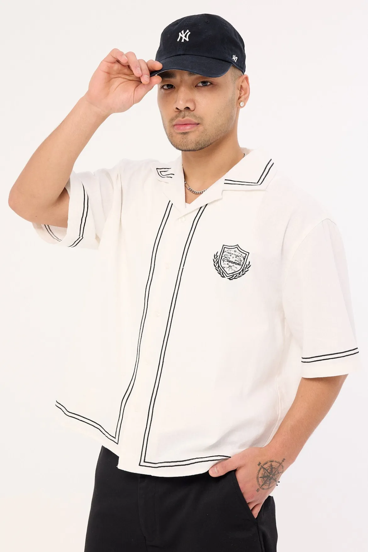 Token Boxy Cropped Resort Shirt White