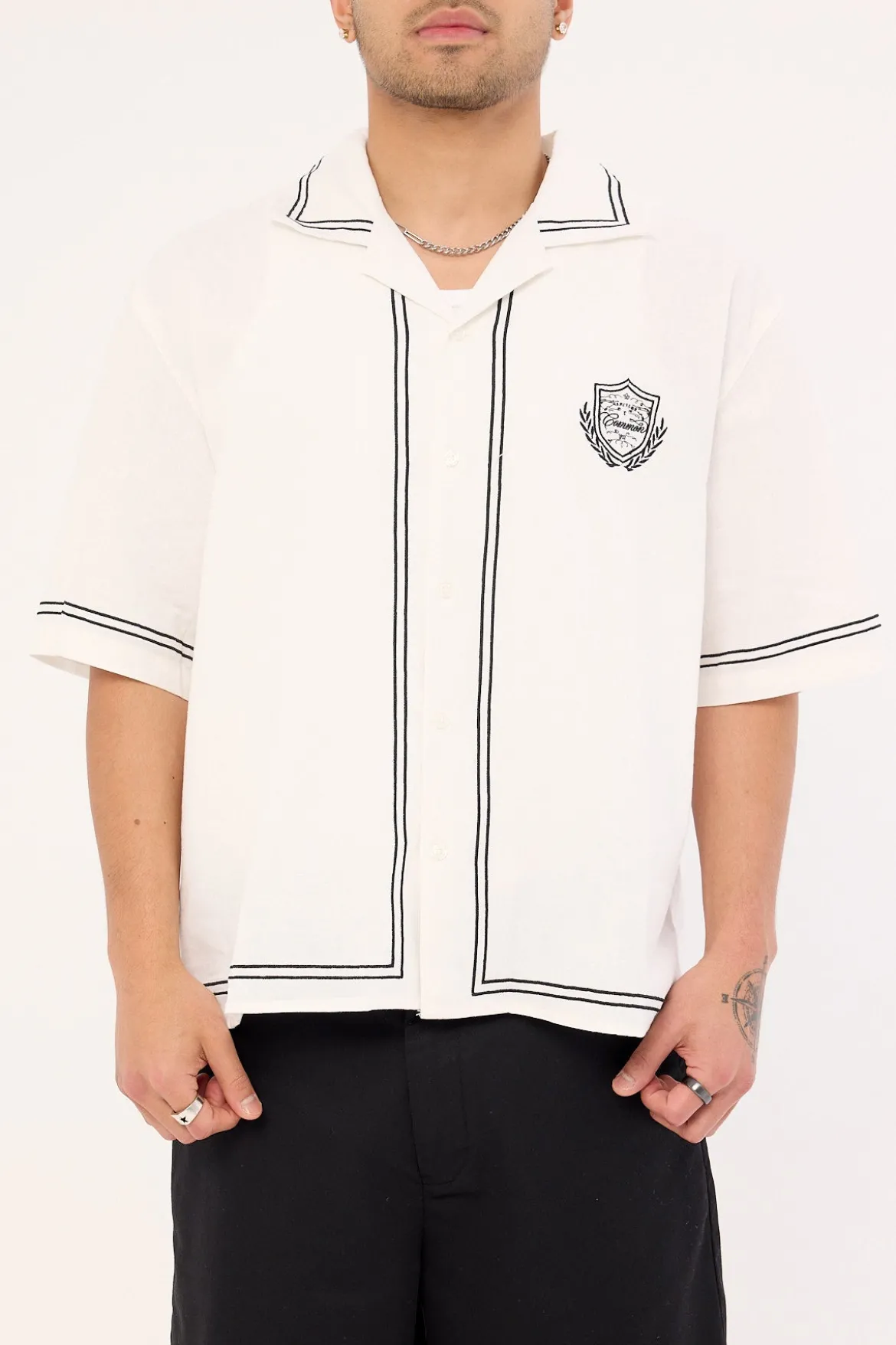 Token Boxy Cropped Resort Shirt White
