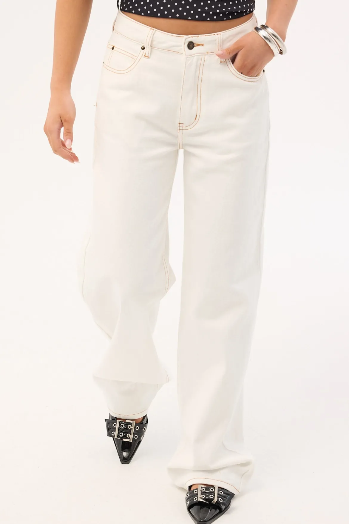 Top Model Mid Baggy Jean Porcelain