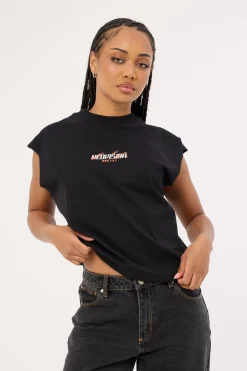 Tora Cropped Muscle Tank Black