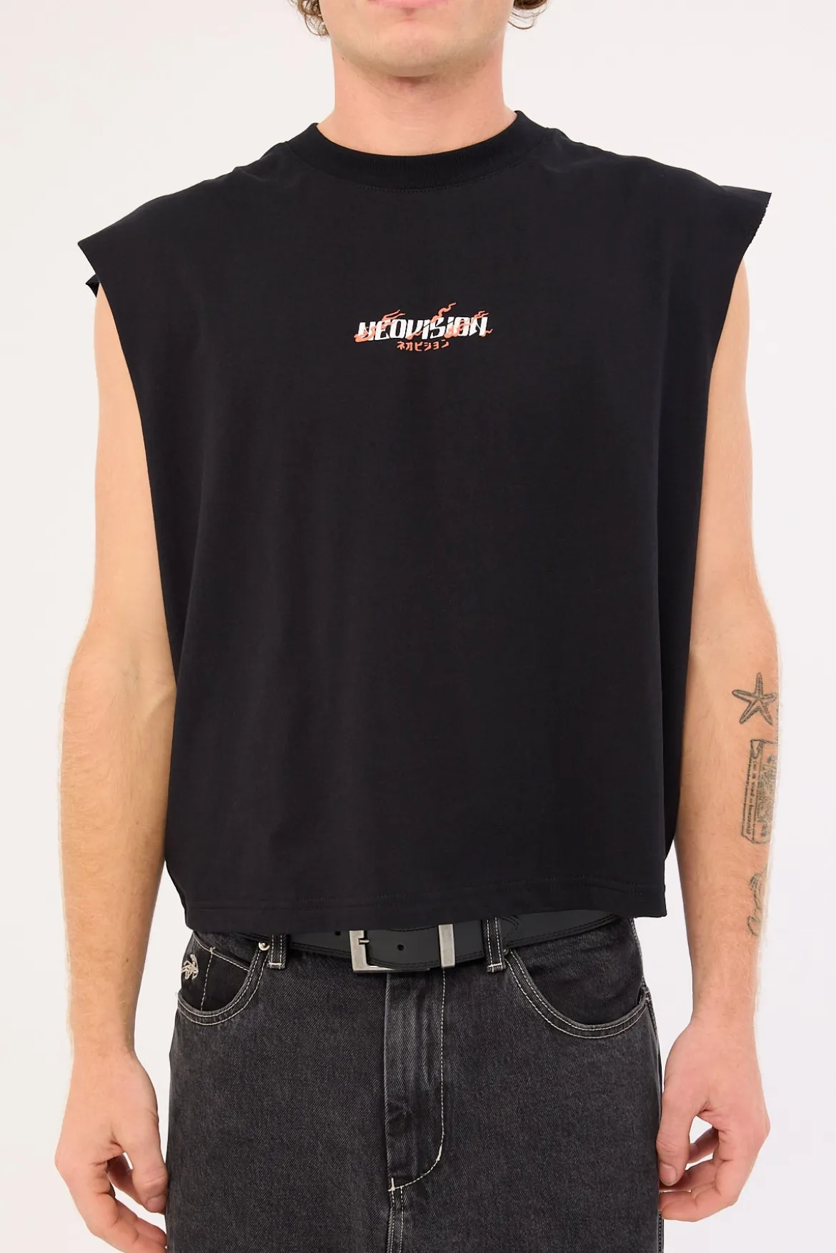 Tora Cropped Muscle Tank Black