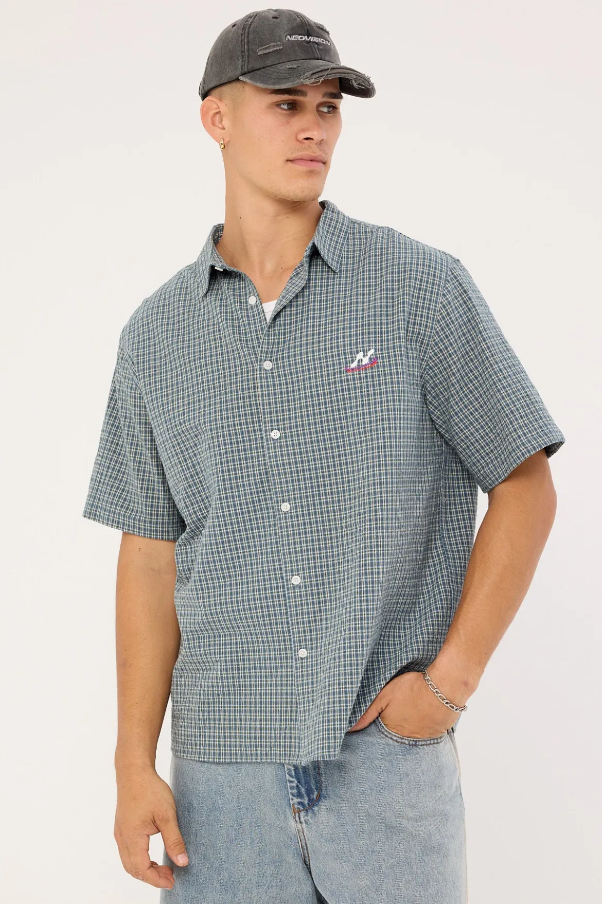 Trace Check Short Sleeve Shirt Green/Blue