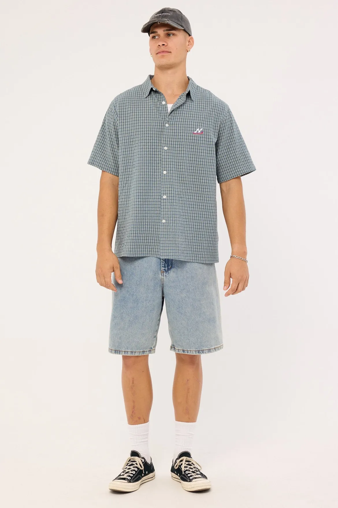Trace Check Short Sleeve Shirt Green/Blue