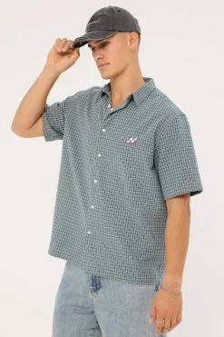 Trace Check Short Sleeve Shirt Green/Blue