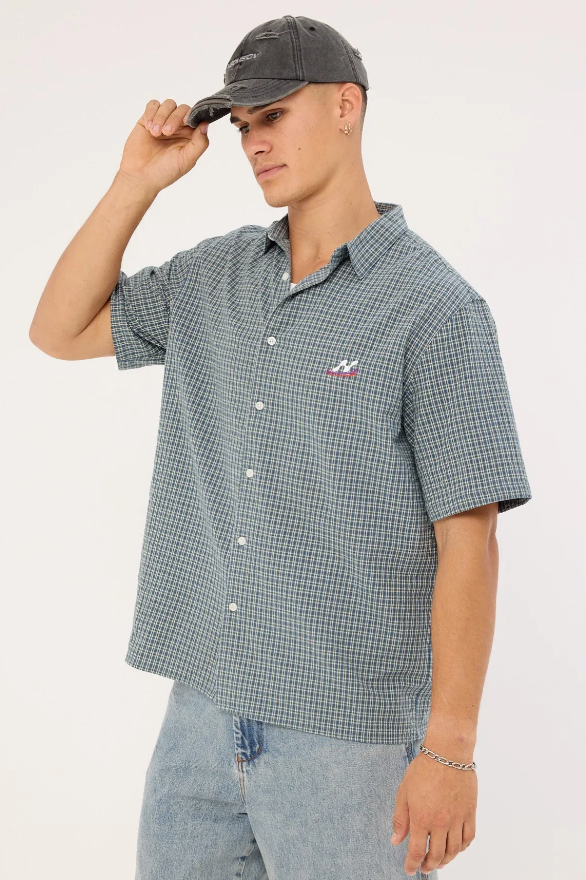 Trace Check Short Sleeve Shirt Green/Blue