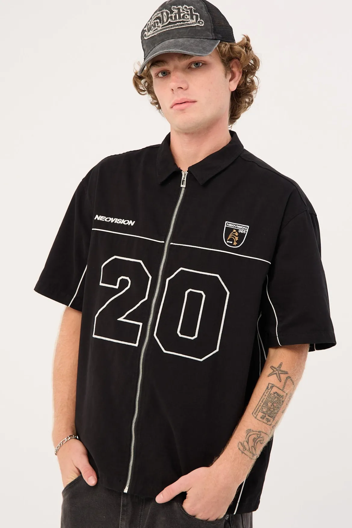 Track Day Oversize Zip Through Shirt Black