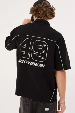 Track Day Oversize Zip Through Shirt Black
