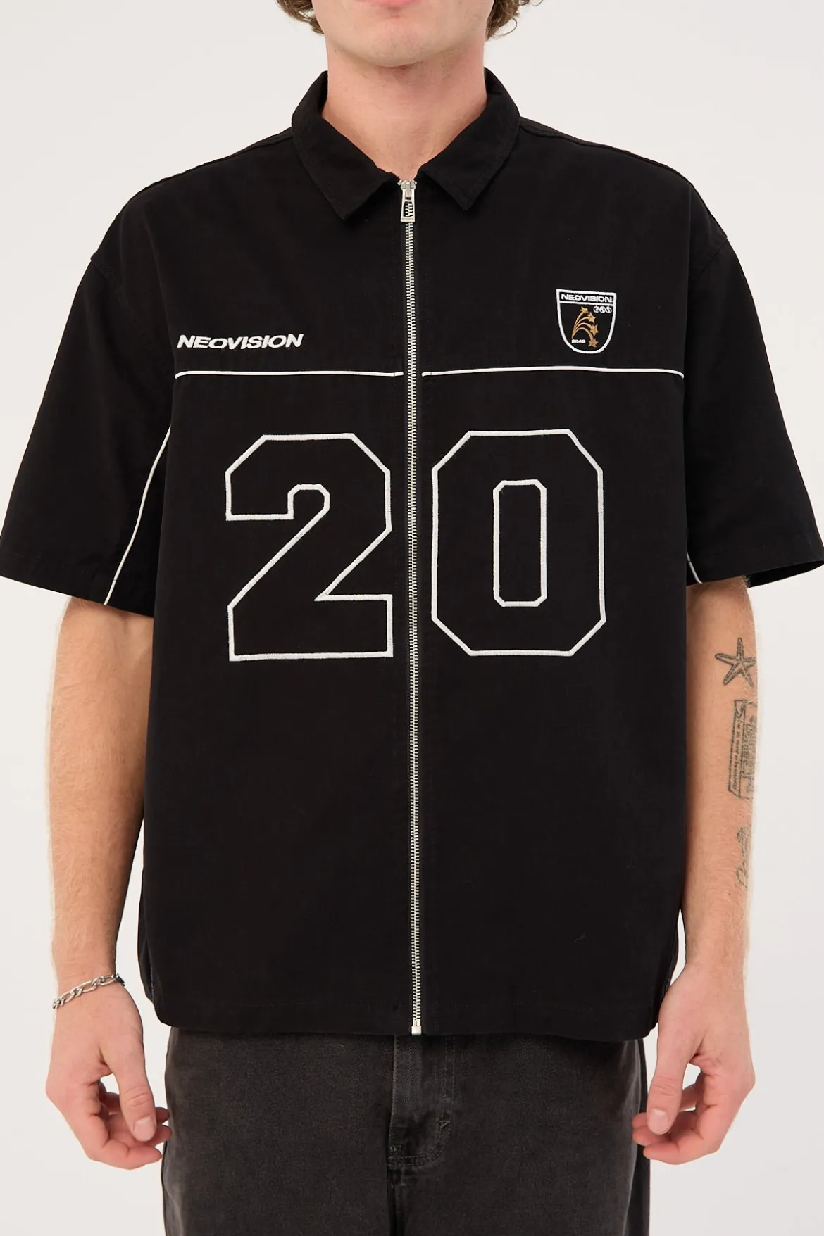 Track Day Oversize Zip Through Shirt Black