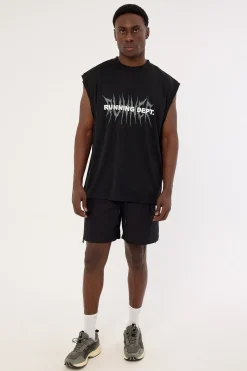 Tribal Running Dept Tank Black