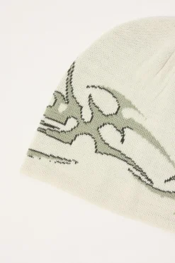 Tribal Skull Cap Beanie Off White
