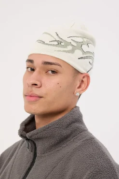 Tribal Skull Cap Beanie Off White