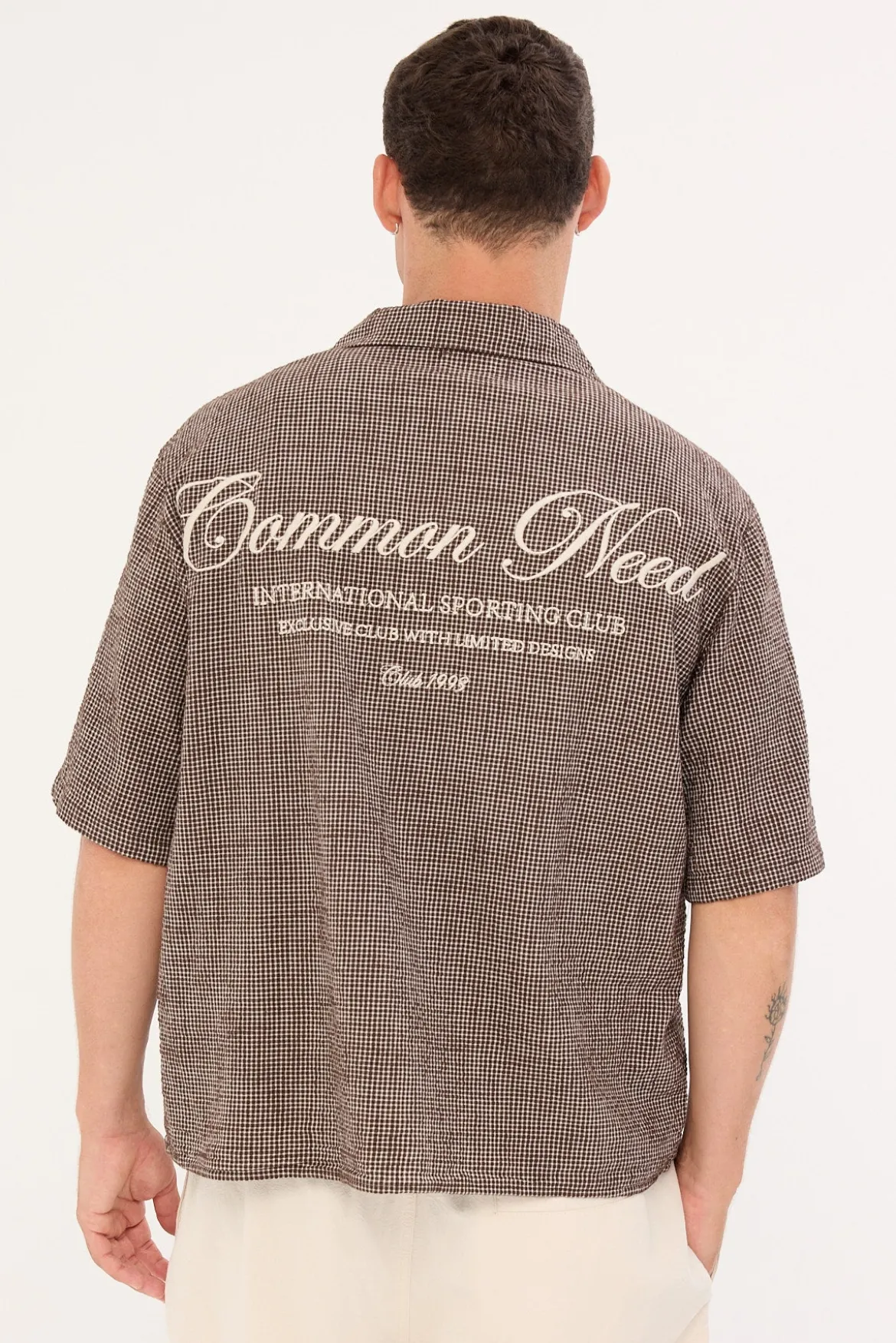 Truman Boxy Cropped Resort Shirt Brown Check