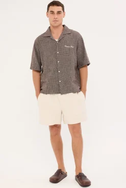 Truman Boxy Cropped Resort Shirt Brown Check