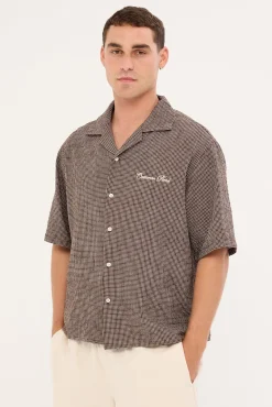 Truman Boxy Cropped Resort Shirt Brown Check