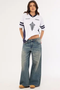 Tusk V Neck Jersey White/Navy