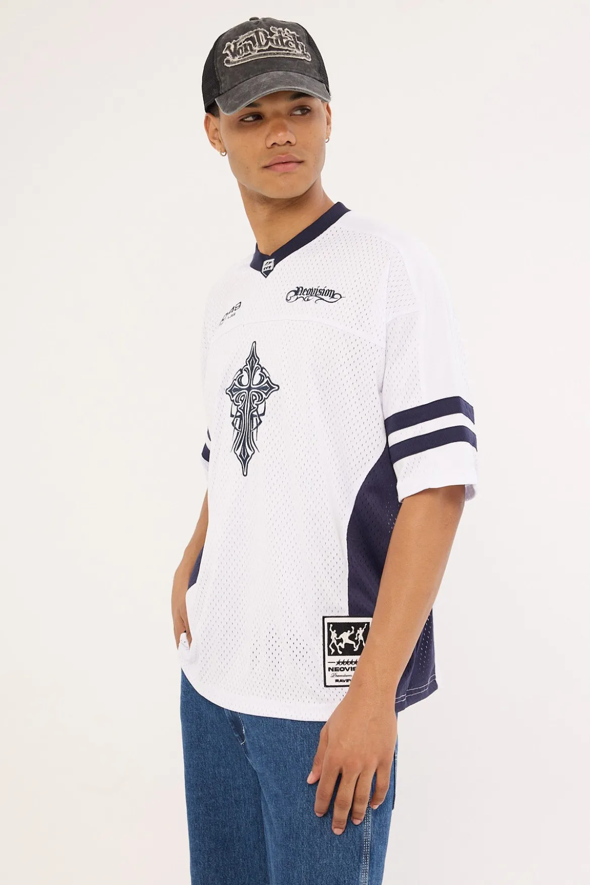 Tusk V Neck Jersey White/Navy