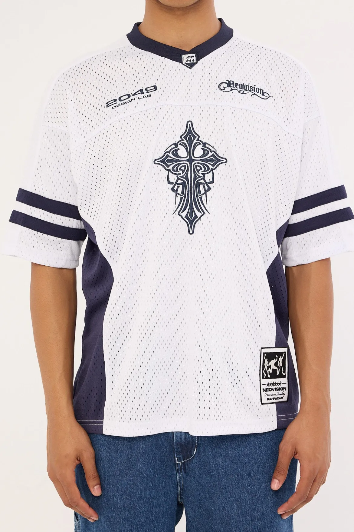 Tusk V Neck Jersey White/Navy