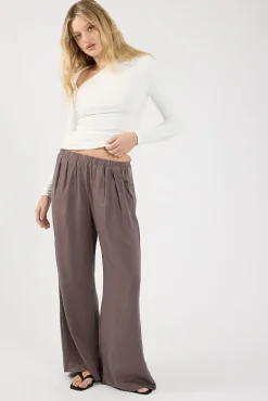 Twilight Elastic Wide Leg Pants Charcoal