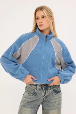 Two Tides Zip Through Sherpa Fleece Blue/Grey