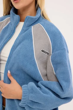 Two Tides Zip Through Sherpa Fleece Blue/Grey