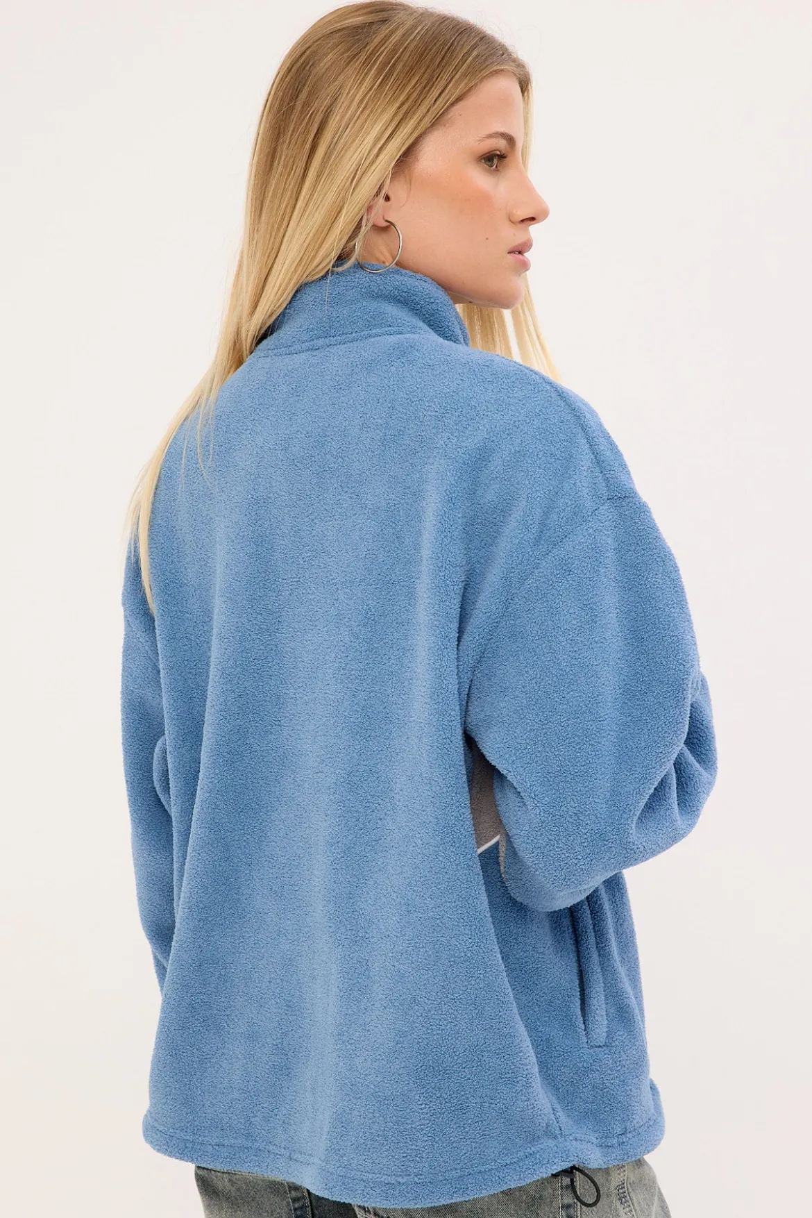 Two Tides Zip Through Sherpa Fleece Blue/Grey
