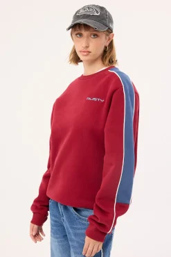 Two Timer Panelled Crew Fleece Rhubard