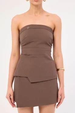 Uma Buckle Strapless Top Taupe