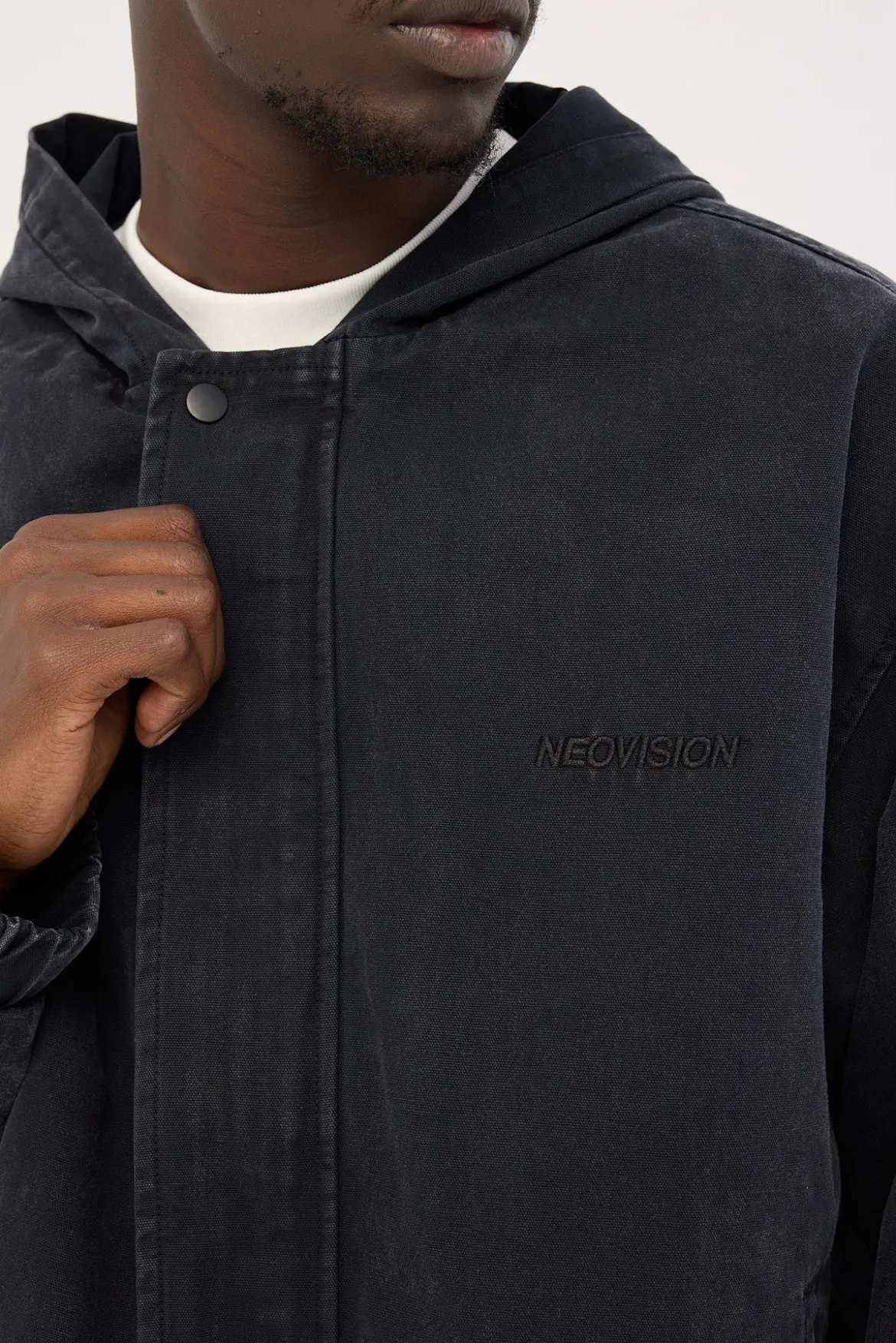 Unknown Hooded Bomber Jacket Washed Black