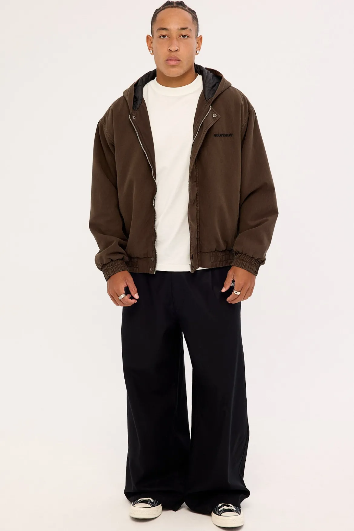 Unknown Hooded Bomber Jacket Washed Brown