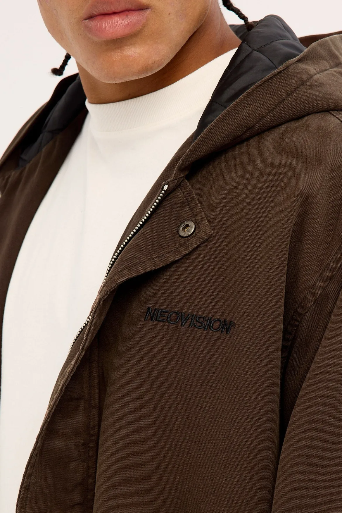 Unknown Hooded Bomber Jacket Washed Brown