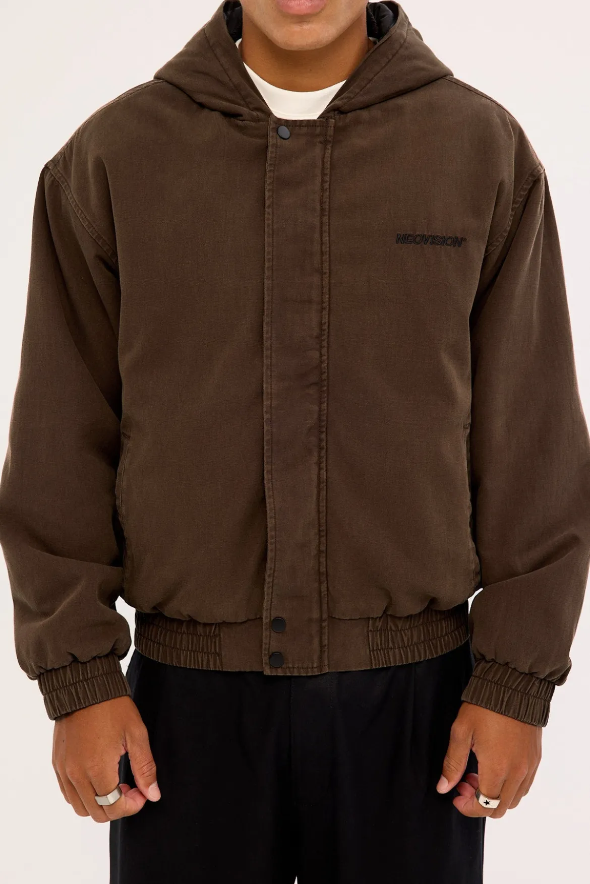 Unknown Hooded Bomber Jacket Washed Brown