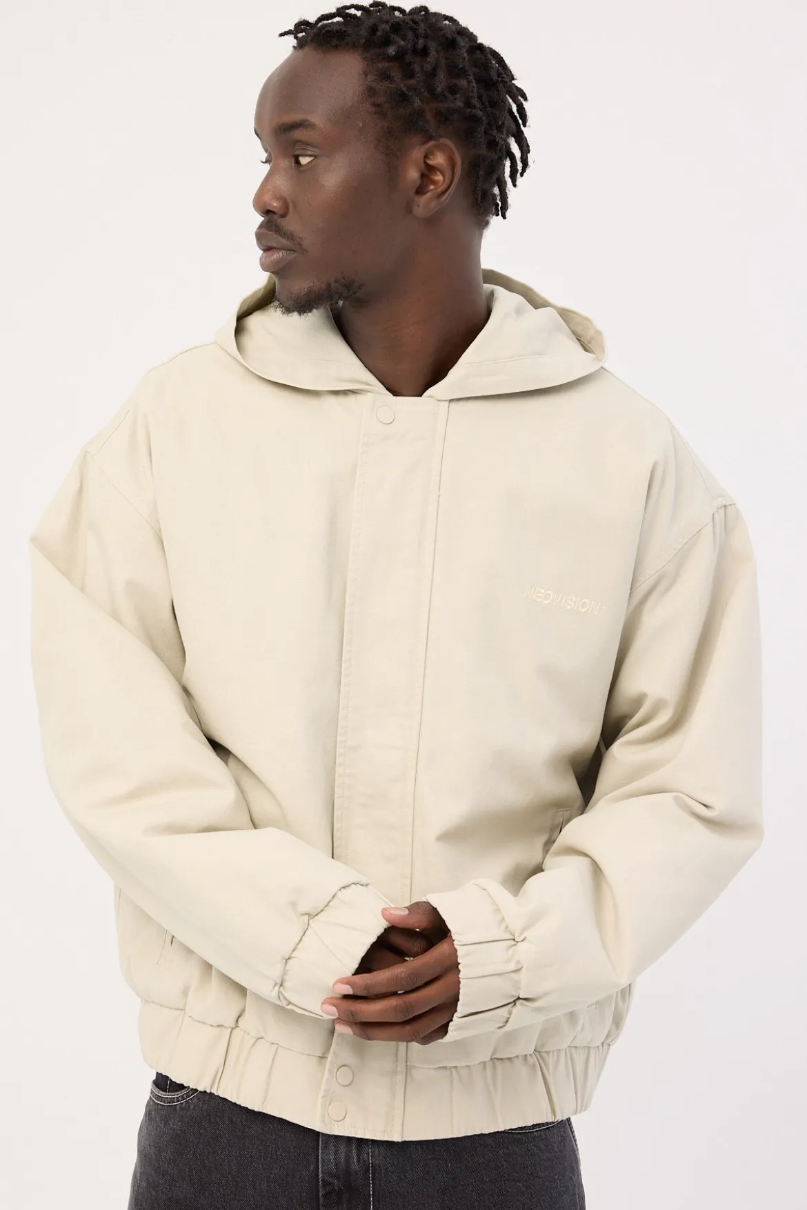 Unknown Hooded Bomber Jacket Washed Stone