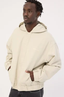 Unknown Hooded Bomber Jacket Washed Stone