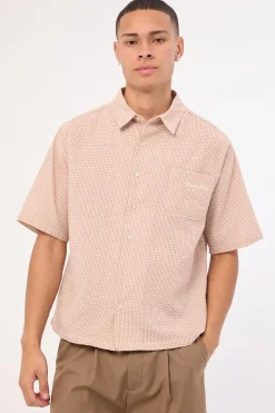 Urban Boxy Cropped Shirt Pink Check